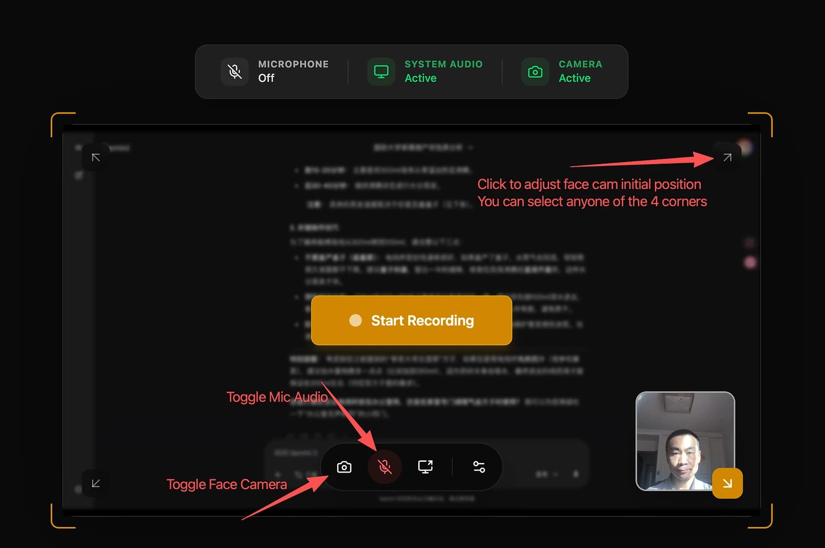 Setup Before Recording